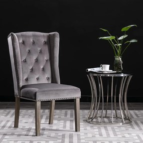Cadeira de jantar veludo cinzento