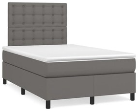 Cama boxspring com colchão 120x190 cm couro artificial cinzento