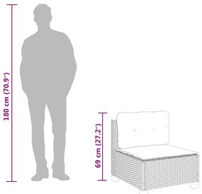 8 pcs conjunto de sofás p/ jardim com almofadões vime PE bege