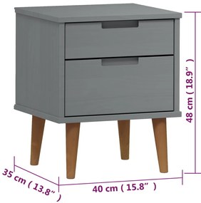 Mesa de cabeceira MOLDE 40x35x48 cm pinho maciço cinza