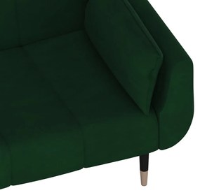 Sofá-cama 2 lugares com duas almofadas veludo verde-escuro