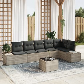 vidaXL Conjunto de Sofá de Jardim de 7 Peças com Almofadas Cinza Rattan PE