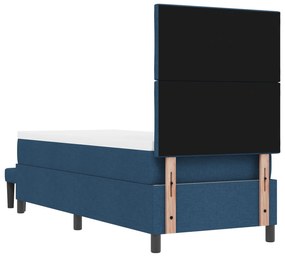 Cama Box Spring com Colchão &amp; Banco Azul 80x200 cm Tecido