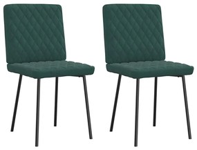 Cadeiras de jantar 2 pcs veludo verde-escuro