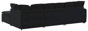 Sofá modular com pufes e almofadas veludo preto