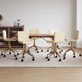 vidaXL Cadeiras de jantar giratórias 6 pcs veludo cor creme