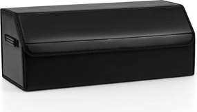 Organizador dobrável para porta-malas Carro 51L com tampa lisa em couro 30 x 69 x 27,5 cm e divisória ajustável Grande capacidade Preto