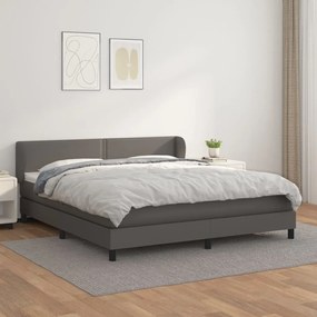 vidaXL Cama com molas/colchão 160x200 cm couro artificial cinzento