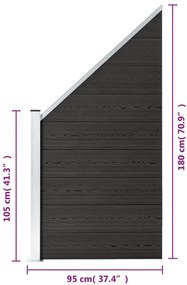 Painel de vedação 95x(105-180) cm WPC cinzento