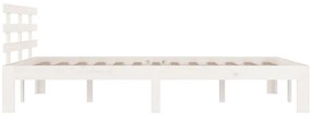 Estrutura de cama 140x190 cm madeira maciça branco