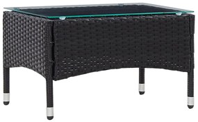 4 pcs conjunto lounge de jardim c/ almofadões vime PE preto