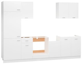 7 pcs conjunto armários de cozinha contraplacado branco