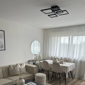 Candeeiro de teto preto com LED regulável em 3 níveis 4 luzes - Lejo