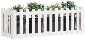 Canteiro elevado c/design cerca 150x50x50 pinho maciço branco