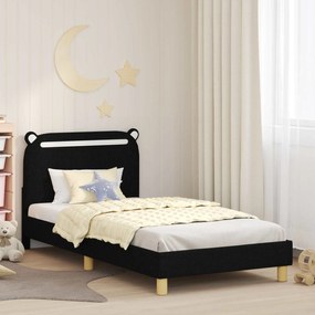 vidaXL Estrutura de Cama Infantil com Cabeceira Preto 90 x 200 cm