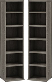 Conjunto de 2 estantes verticais para arrumação de CDs e DVDs, com 12 compartimentos, 21 x 22,5 x 88,5 cm, capacidade para 204 CDs, cinzento escuro