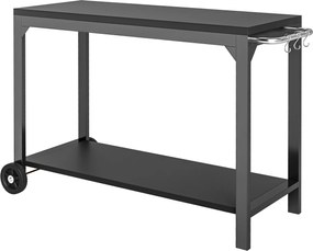 HOMCOM Carrinho de jardim em aço carrinho de serviço com rodízios com bancada 135 x 55 x 86,5 cm preto | Aosom Portugal