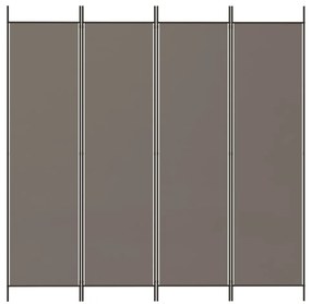 Biombo/divisória com 4 painéis 698x180 cm tecido antracite