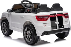 Carro elétrico para Crianças 2 a 5 anos, 12V Dodge Durango Rodas de espuma EVA, assento Couro ecológico e Comando Branco