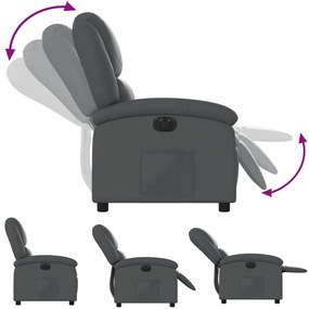 Poltrona reclinável elétrica couro artificial cinzento