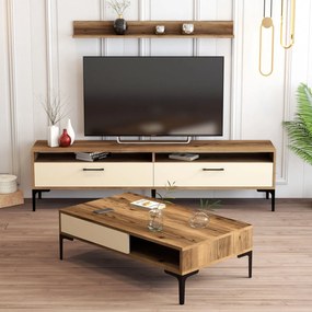 Conjunto de Mobiliário de Sala Istanbul – Nogueira e Creme – TV Stand