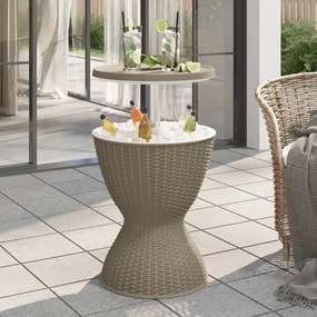 vidaXL Mesa refrigeradora 3 em 1 polipropileno castanho-claro