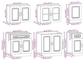 7 peças armário de cozinha conjunto Kalmar carvalho artisiano