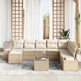 Conjunto de Sofá de Jardim 9 Peças com Almofadas - Rattan Sintético Ma