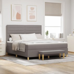 Cama Box com Colchão e Banco vidaXL Taupe 180x200 cm Tecido