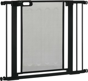 Barreira de segurança para animais de estimação com fecho automático de dupla bloqueio, largura 75-103 cm, preta