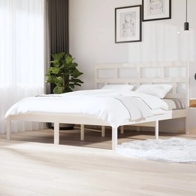 vidaXL Estrutura de cama super king 180x200 cm madeira maciça branco