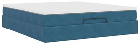Estrutura de cama otomana com colchão 160x200 cm azul escuro