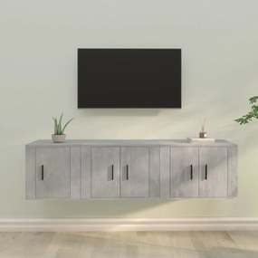 vidaXL Conjunto móveis de TV 3 pcs madeira processada cinzento cimento