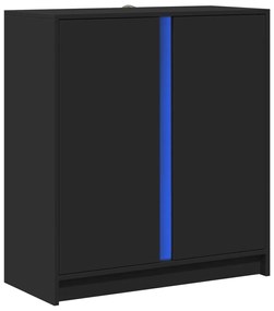 Aparador c/ luzes LED 77x34x85 cm derivados de madeira preto