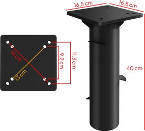 Base retangular para guarda-sol, suporte metálico enterrado para terraço ou piscina, 16,5 x 16,5 x 40 cm, cinzento escuro
