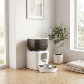 Dispensador Automático de Ração para Gatos 4 L App de Controlo com Gravador 10 s, Taça, Branco