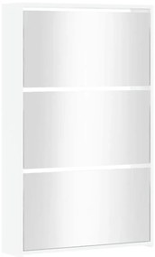 Sapateira + espelho 3 divisórias 63x17x102,5cm branco brilhante