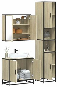 vidaXL 3 pcs conj. móveis casa banho derivados madeira carvalho sonoma