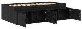 Estrutura de Cama de Armazenamento Carvalho Preto 75x190 cm