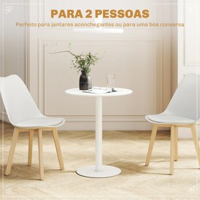 Mesa de Refeição Redonda para 2 Pessoas (CADEIRAS NÃO INCLUIDAS) Mesa de Cozinha de Aço para Interior e Exterior Ø60x72 cm Branco