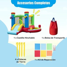 Castelo insuflável para crianças com tema musical com escorrega (SEM COMPRESSOR) Área de salto Cesto de basquetebol Piscina de bolas Área de boxe de j