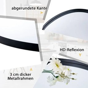 Espelho de parede assimétrico com suporte premium de forma irregular 78 x 56,5 cm Preto