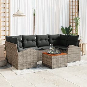 Conjunto de Sofá para Jardim vidaXL com Almofadas Cinza Polyrattan Acá