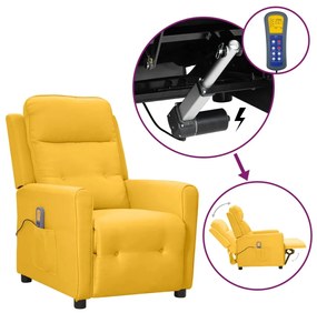 vidaXL Poltrona elevatória de massagens tecido amarelo