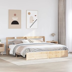 Estrutura de cama com cabeceira 200x200 cm pinho maciço