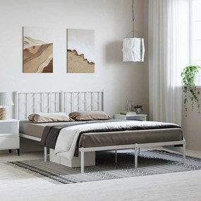 Estrutura de cama com cabeceira 150x200 cm metal branco