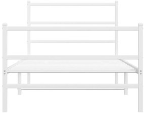 Estrutura de cama com cabeceira e pés 100x190 cm metal branco