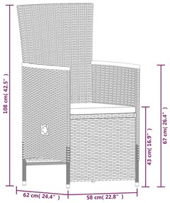 9 pcs conjunto de jantar para jardim com almofadões cinza