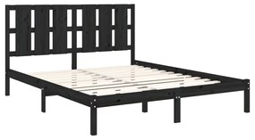 Estrutura de cama king 150x200 cm madeira maciça preto