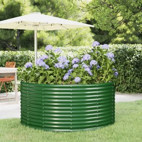 vidaXL Canteiro elevado jardim 140x140x68 cm aço revestido a pó verde